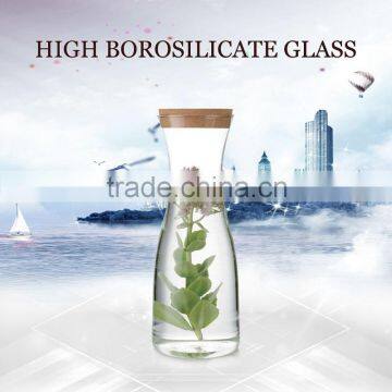 1000ml handmade high borosilicate glass bottles with wood lid