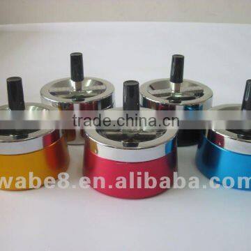 round aluminum ashtray with spin lid