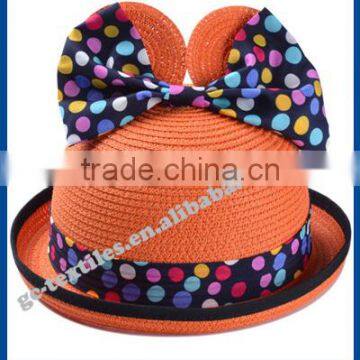 hot new products for 2014 Spring and summer Flanging bowknot visor cap basin lady hate para straw hat and cap custom logo