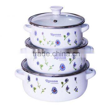 GRS 3 pcs enamel pot set.Enamel Cookware set .