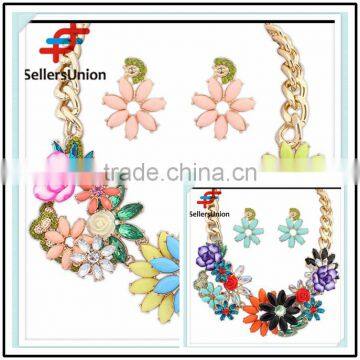 No.1 yiwu exporting commission agent wanted good quality fashion beautiful colorful bridal necklace set jewelery set