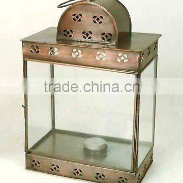 Iron Glass Lantern Bronze Antique