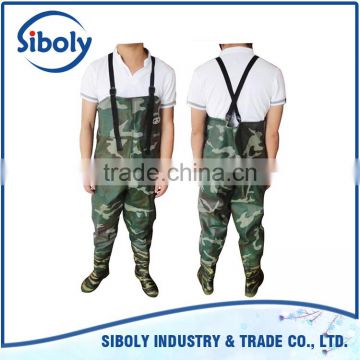 durable cheap waterproof pvc chest high fishing wader being used as aquacultural working wear