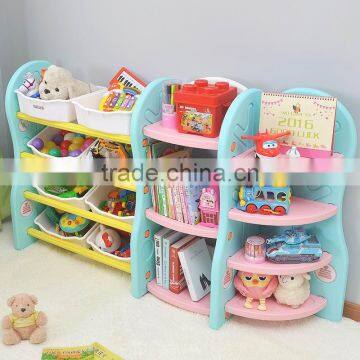 Movable Plastic Children's Bookshelf Kids Furniture Bookcase/toy Storage Shelf photo-5