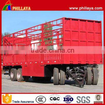 40T 50T 3 Axle Steel Fence Truck Trailer Tri-Axle Cargo Drawbar Towing Full Trailer photo-2