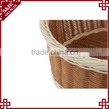 Round Shape Slide Side Fruit Bucket French Baguette Display Rattan Bread Basket photo-5