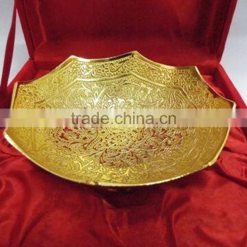 New Year Gift Handmade Gold Plated Brass Ornamental Bowl photo-3