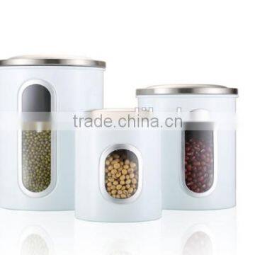 Multi-purpose White Stainless Steel Kitchen Storage Jar Set
