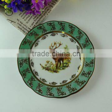 New Stock Porcelain Dinner Plate With Decal Design and Gold Line, Cheap Round Porcelain Plate photo-2