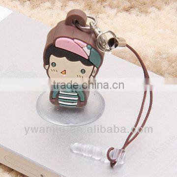 Supply creative cartoon boy mobile phone chain & dust plug & mobile phone holder