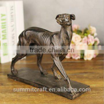 Decorative Resin Antique Bronze Greyhound Dog Statue photo-2