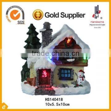 4" indoor resin fiber optic christmas decoration house