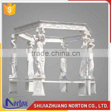 Europen carved ladys white marble gazebo for decoration NTGM-005LI