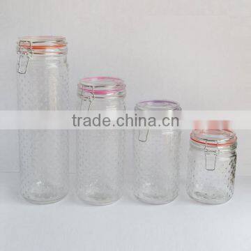 650ml-1800ml Clear Embossed Glass Mason Canning Jar With Flip Sealed Lid photo-3