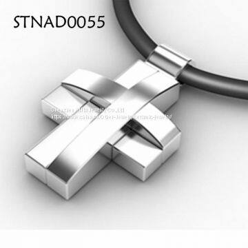 High Polish Plain Cross Stainless Steel Pendant Christian photo-2