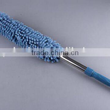 Chenille fabric microfiber duster with stainless steel telescopic rod and plastic handle