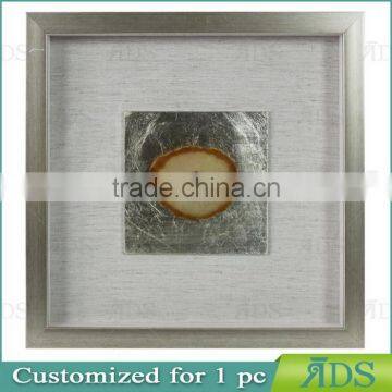 Sliver Shadow Boxes for Wholesale With Mottled Silver Background Encasing Colorful Agate Under Glass photo-3