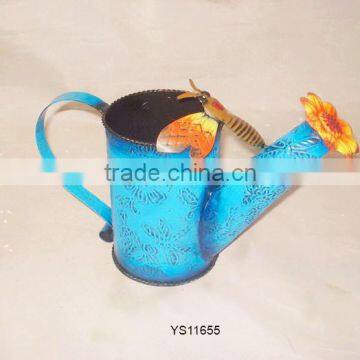 YS11655 metal artwork garden watering can with unique design 11 inch high