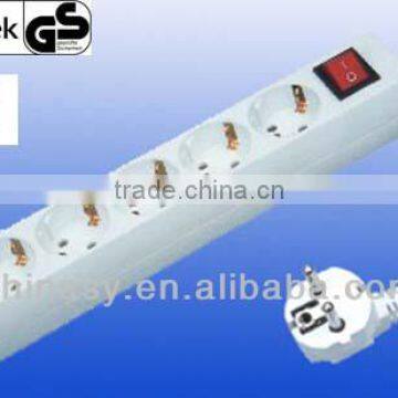 CE GS Germany 5-way outlet/power strip/extension socket with switch
