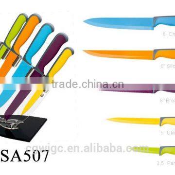 5PCS Non-Stick Coating PP Handle Knife Set