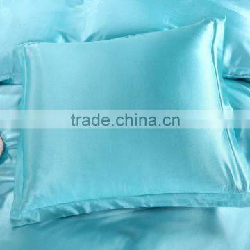 2016 Hot Silk Quilt White And Blue Satin Sheets Bed Linen Cotton Solid Satin Duvet Cover Set 4Pcs Of Bedding Sets. photo-3