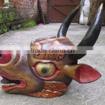 Dragon Mask Wall Hanging Decor Handmade in Nepal photo-2