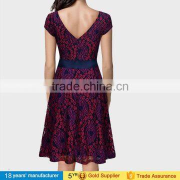 Vintage Black Wrap Embroidery Lace Knee Length Casual Cocktail Party Dresses for Elegant Mature Women Over 50 photo-6