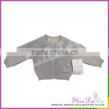 Cheap wholesale latest new style gery baby winter cardigan sweater winth button