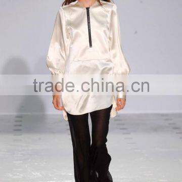 2016 Hot Sale Silk Satin Blouse Fashion Designs OEM Service photo-5