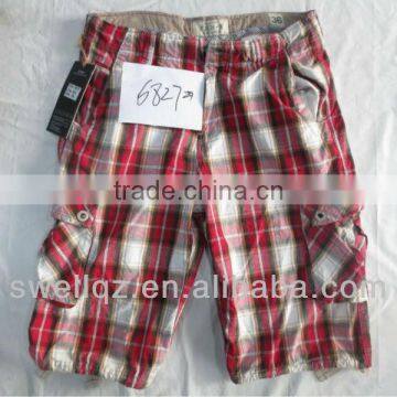 Fashion men gingham cargo shorts checked shorts