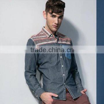 Mens jeans shirt with new fashion printed 22