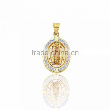 Fashionable 14kt gold plated mary pendant with CZ