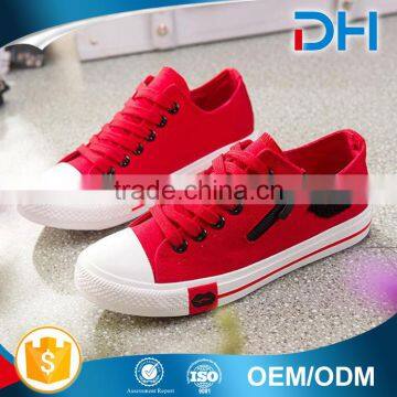 Lady's Lace-up Canvas Shoes With Zipper and Lips Decoration photo-2