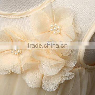 MGOO Hot Sale Cheap Champage Floral Girl Dress New Design Long Frock Children Fairy Dress 2016 MGT020 photo-3