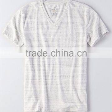 MGOO Customize Your Embroidery Logo Bulk Blank Roll-up Sleeve T-shirts Mens V Collar Cotton T Shirt photo-3