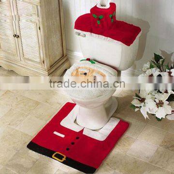 HD1038 2016 1set Santa Claus Toilet Seat Cover and Bathroom Contour Rug for Home Decoration