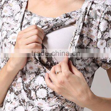 O-neck Maternity Clothing Breathable Maternity Tops Leisure Nursing Clothing photo-3