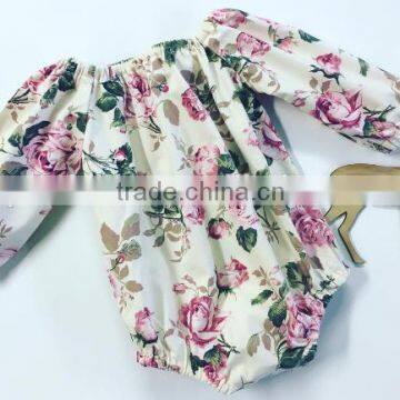 New Baby Long Sleeve Wear Frocks Designs Toddler Floral Vintage Jumpsuit With Peter Pan Romper Girls Clothing photo-3