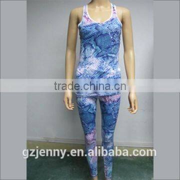 Cheap Wholesale Women Sublimation Printed Colorful Exercise Sports Jogging Wear Yoga Suit photo-3