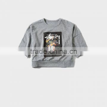 China Fashion Design Hoddies Half Sleeve Crew Neck Grey Color Women's Hoddies photo-4