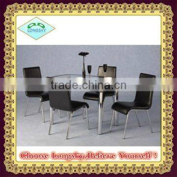 Cheap Modern Black Glass Dining Table With Tempered Glass and Stainless Leg