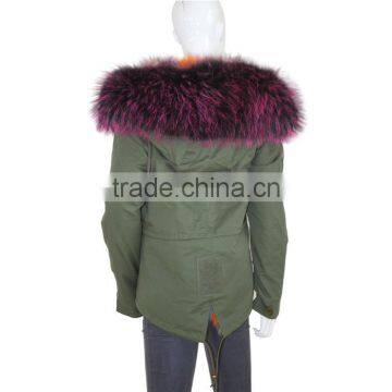 Myfur Multi Colored Fox Smooth Belly Fur Lining Women Parka With Real Raccoon Fur Hood photo-4
