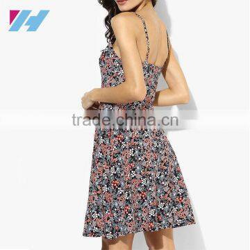Latest Fashion Clothing 2016 Cami Dress Designs Photos Lace Collar Spaghetti Strap Mini Dresses photo-3