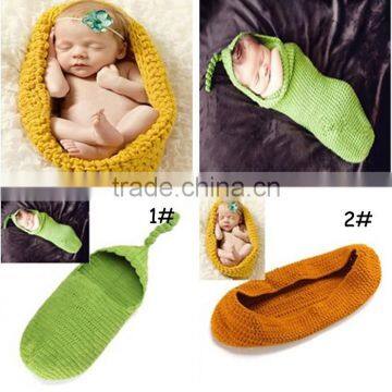 Baby Swaddle Cocoon Baby Sleeping Bag Knitted Baby Hat Photo Prop photo-4