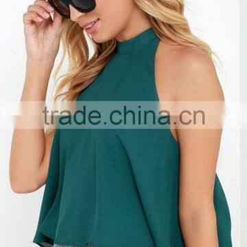 New Summer High Quality Sleeveless Plain Style Fashion Blouses From Garment Factories in China photo-4