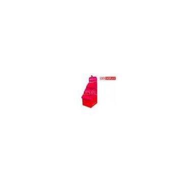 Retail 3 Trays Cardboard Display Stand Red For Candy Promotion