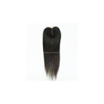 Brazilian Straight Human Hair Lace Closure Bleached Knots Middle Part Lace Top Closure With Natural Color Hair