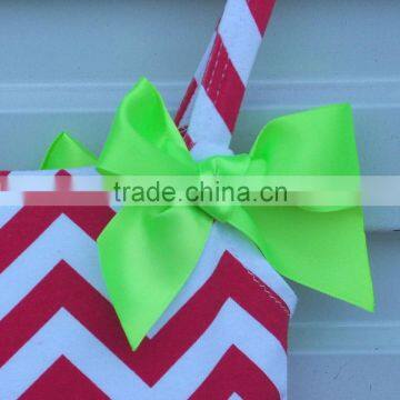 Red and White Wave Stripe Outfits Baby Girls Romper Sets Sleeveless Summer Bow Clothes photo-2