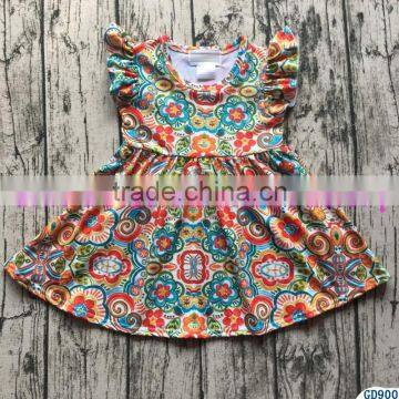 Remake Cotton Baby Summer Dress Kids Flutter Sleeves Clothes Baby Pearl Dress Outfit