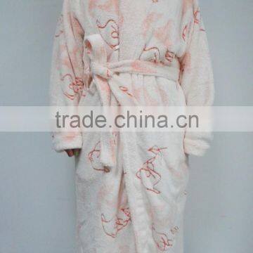 100% microfiber coral fleece bathrobe